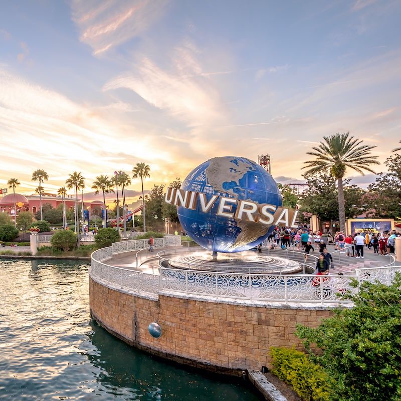 Orlando,florida,/,United,State,-,December,25,2018,:,Universal Orlando,Florida / United State - December 25 2018 : Universal Studios globe located at the entrance to the theme park.
